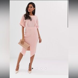 ASOS DESIGN wiggle midi dress in blush